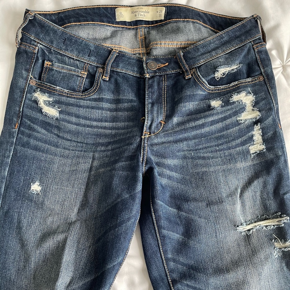 Barely Worn A&F Distressed Straight Jeans